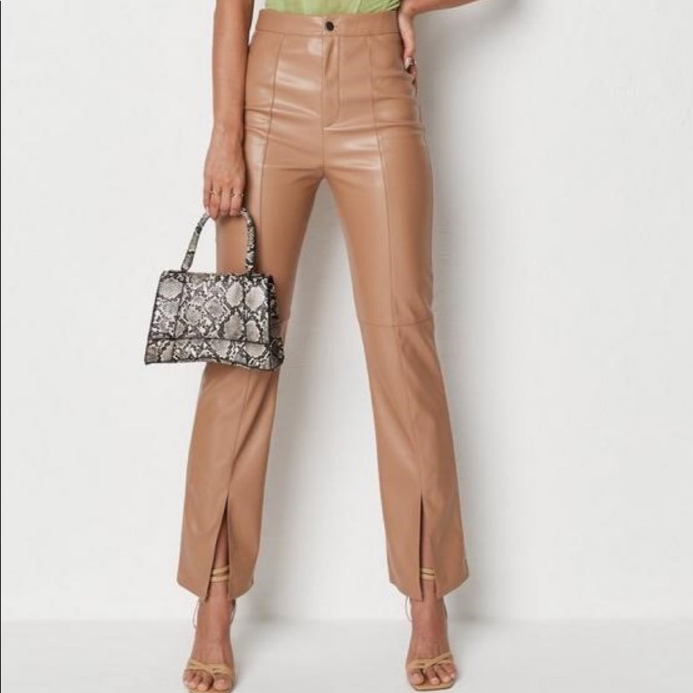 Misguided tan leather pants 🤎